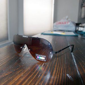 Vintage SPORTS 1/2 rim shield sunglasses.- amber gradient- non polar-unisex